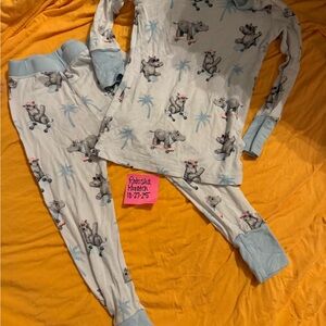 Charming Hippo Print Kids Pajama Set - Sky Blue